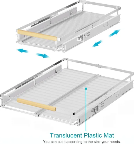 Miniatura 3 de iPEGTOP Paquete de 2 organizadores de estantes deslizables extraíbles para gabinetes, estantes de despensa deslizables extensibles de almacenamiento