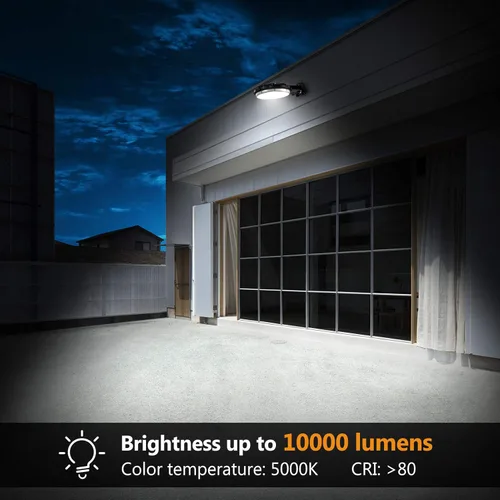 Miniatura 7 de Viugreum Paquete de 2 luces LED de granero de 100 W, 12000 lm, iluminación exterior del anochecer al amanecer, luz de jardín IP65 impermeable 5000 K