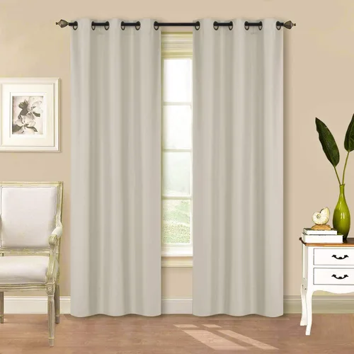 Home Collection - Juego de 2 cortinas opacas largas y cortas de color liso 100% blackout con ojales y bolsillo para cortinero de cocina, comedor,