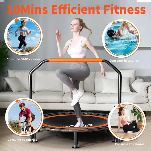 Miniatura 7 de 40"/48" Foldable Mini Trampoline Load 330lbs, Portable Exercise Rebounder with Durable Bungee Band, Fitness Trampoline for Adults and Kids