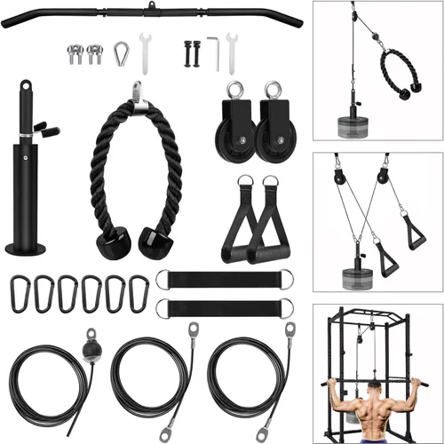 Miniatura 7 de LFJ Sistema de Poleas con Cable LAT para Jalones y Levantamiento de Peso, Accesorio de Polea de Máquina con Cable para Jalones de Tríceps, Curl