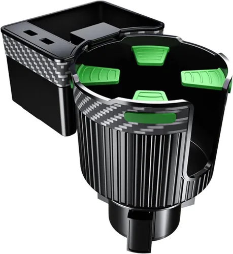 Portavasos grande con soporte para teléfono para tu coche, con revestimiento de goma, base giratoria que sostiene de forma segura la botella de agua