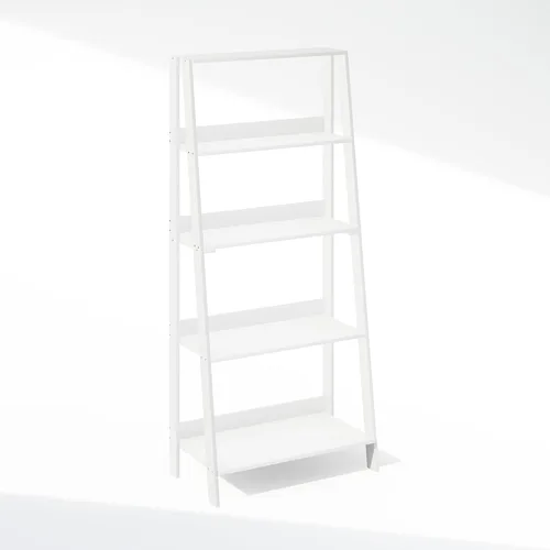 Miniatura 5 de Estantería de escalera Furinno, estantería de escalera de 5 niveles, estantería de libros en forma de escalera, estantes de exhibición y Blanco