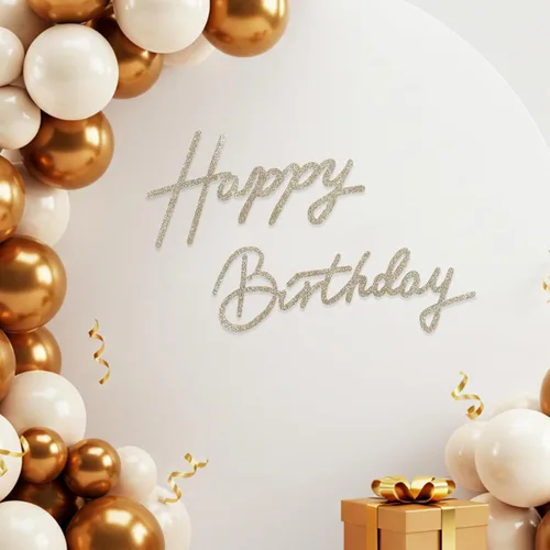 Miniatura 9 de TONIFUL Cartel de feliz cumpleaños para telón de fondo, pancarta de fieltro negro, incluye pegamento de puntos, perfecto para telón de fondo