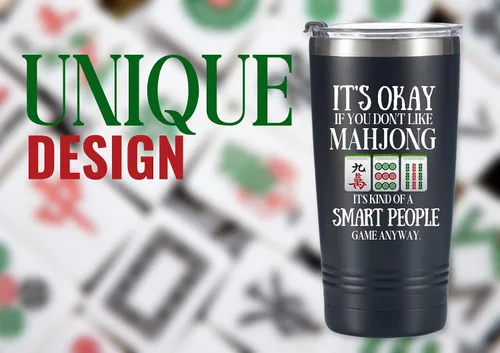 Miniatura 3 de Onebttl Mahjong Regalos para mujeres/hombres, regalos divertidos para los amantes de Mahjong, vaso de acero inoxidable aislado de 20 onzas