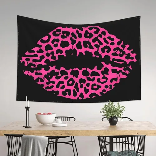 Miniatura 11 de KOSUES Tapiz de labios de beso rosa intenso de los 80 para colgar en la pared, fondo de pared para habitación, póster de arte estético