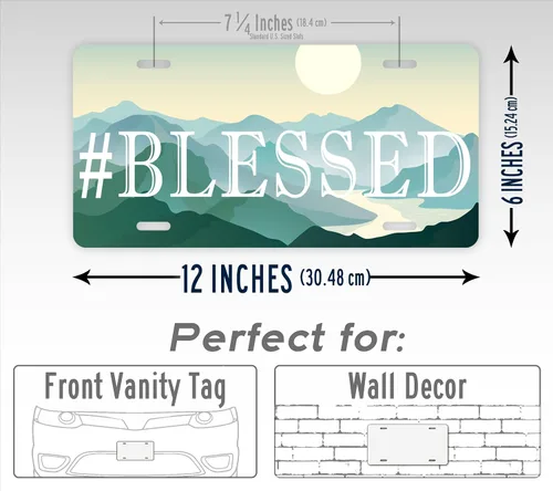 Miniatura 2 de Hashtag #Blessed License Plate Christian #Blessed Mountains Scene Auto Tag