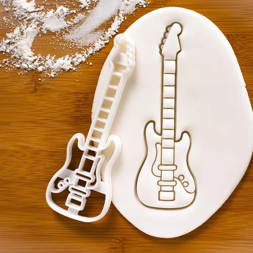 Miniatura 7 de Juego de 3 cortadores de galletas de guitarra (diseños: acústico, eléctrico, bajo), 3 piezas - Bakerlogy