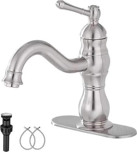 Miniatura 19 de Grifo giratorio de 360 ° con un solo orificio para lavabo de baño, desagüe desplegable a juego sin desbordamiento, bronce aceitado Bronce frotado