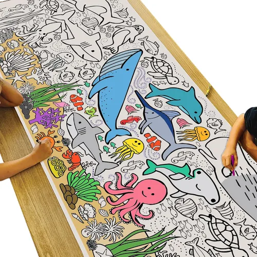 Miniatura 17 de Tiny Expressions Mantel para colorear de helado para niños, enrollado, sin arrugas, 30 x 72 pulgadas, póster grande para colorear para fiestas