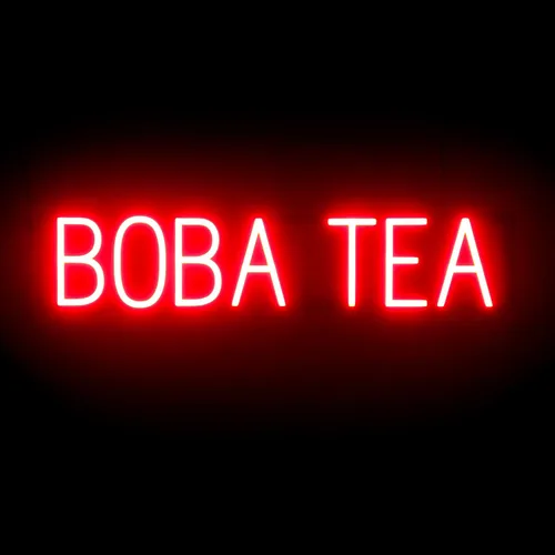 Miniatura 20 de SpellBrite Letrero BOBA para cafeterías y tiendas de té Boba Señales relacionadas con Boba, con aspecto de neón, luz LED azul 17.2 x 6.3 pulgadas