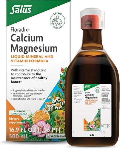 Miniatura 8 de Floradix Fórmula líquida mineral y vitamínica de calcio y magnesio, suplemento de apoyo óseo con calcio, magnesio, vitamina D y zinc, vegetariano