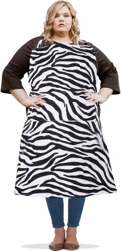Miniatura 8 de Delantal de lona para mujer con 2 bolsillos, 39 x 38 pulgadas, delantales extra grandes XXL, A cuandros negros