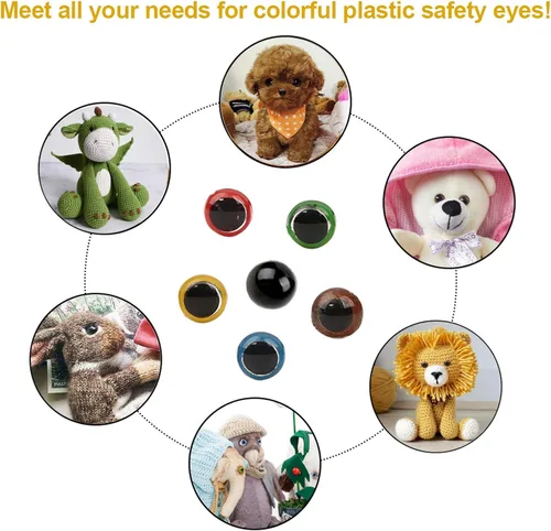Miniatura 11 de Safety Eyes - 796 ojos y nariz de seguridad de plástico, ojos de muñeca negros de 0.23 a 0.78 pulgadas con arandelas, nariz de oso de varios