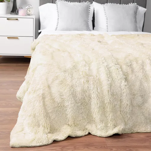 Miniatura 5 de PAVILIA Manta mullida beige crema para sofá, afelpada y cálida, súper suave y gruesa de piel sintética y sherpa, 50 x 60 pulgadas