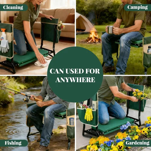 Miniatura 6 de Rodillera y Asiento de Jardín Mejorados con Almohadilla de Arrodillarse Suave Engrosada y Ensanchada, Banco de Jardinería de Servicio Pesado