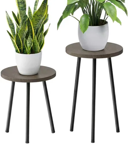 Miniatura 15 de Soporte alto para plantas de interior: soporte de esquina de madera para plantas, paquete de 2 unidades, decoración moderna de mediados de siglo