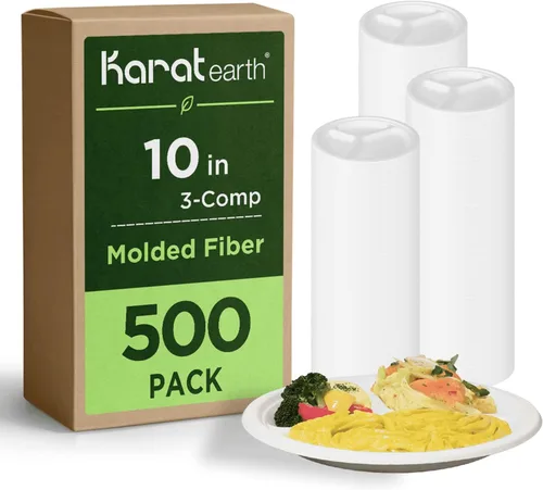 Miniatura 10 de Karat Earth Platos de papel desechables compostables de 6 pulgadas, paquete de 1000