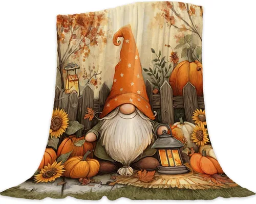 Miniatura 11 de Manta decorativa de otoño pequeña para niños, manta naranja de Acción de Gracias, calabaza de otoño para niñas y niños, ligera, mullida, suave