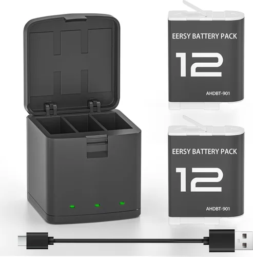 Miniatura 7 de Juego de baterías compatible con gopro Hero 12 11 10 9 (negro)