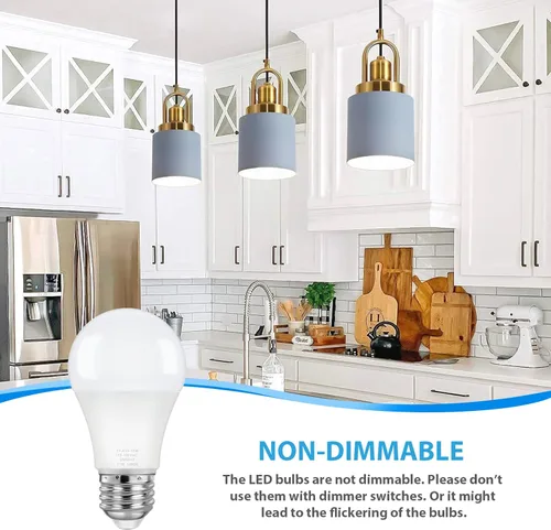 Miniatura 3 de ASOMST Paquete de 4 bombillas LED A19, bombilla LED equivalente a 100W, bombilla de 5000K 1100 lúmenes 11W, iluminación helada no regulable E26, CRI