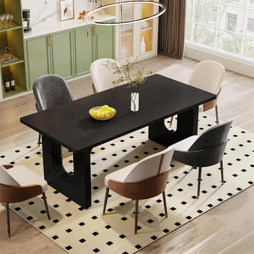 Miniatura 4 de Tribesigns Mesa de Comedor Moderna para 6 Personas, Mesa Grande de Comedor de Cocina de 71 pulgadas con Base de Pedestal de Madera, Mesa de Cena