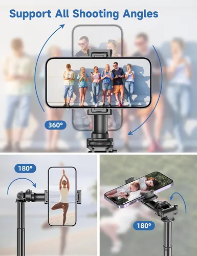 Miniatura 6 de Trípode de teléfono de 75 pulgadas, palo selfie con control remoto y soporte para teléfono, trípode extensible para iPhone, trípode de aluminio