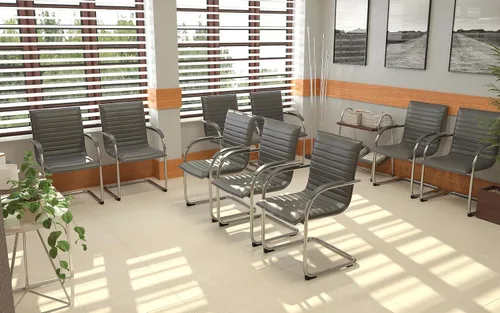 Miniatura 2 de Boss Office Products Boss Caressoftplus - Silla auxiliar de vinilo con marco cromado, (juego de 2), color gris