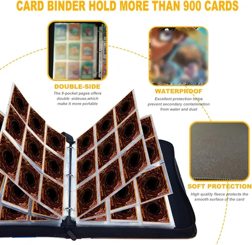 Miniatura 5 de Carpeta de cartas YGO, se adapta a 900 cartas, soporte para álbum de coleccionista de cartas, con 50 fundas extraíbles, juguetes, regalos para niños