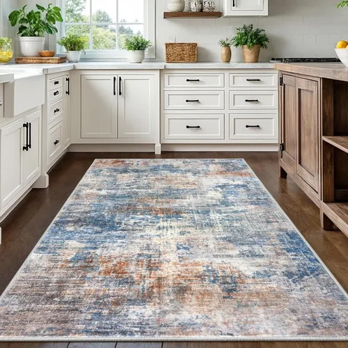 Miniatura 594 de IOHOUZE Alfombra abstracta lavable de 3 x 12 pies para pasillos, antideslizante para cocina, camino de entrada de lana sintética para interiores
