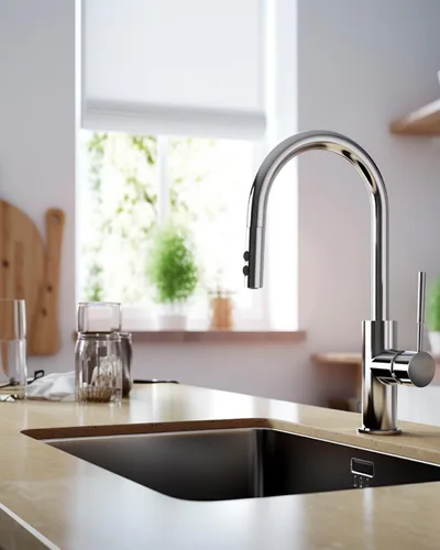 Miniatura 4 de Hibbent Pulverizador extraíble para fregadero, cabezal de grifo de cocina de 2 funciones, cabezal rociador desplegable para baño con conector macho