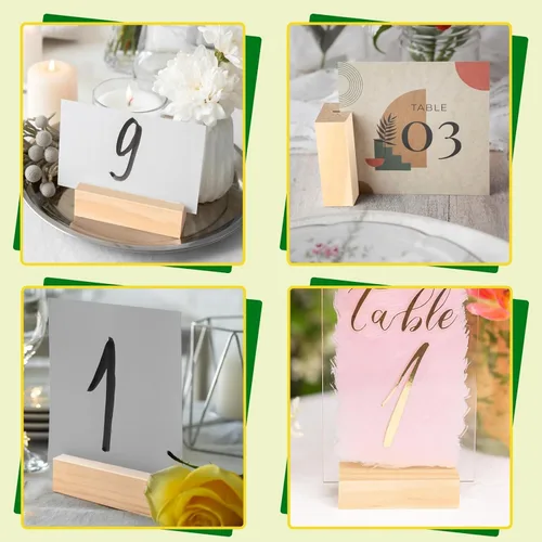 Miniatura 7 de 15 soportes de madera para números, soporte de madera para tarjetas, soporte para fotos, soporte acrílico para ceremonia, fiesta de cumpleaños