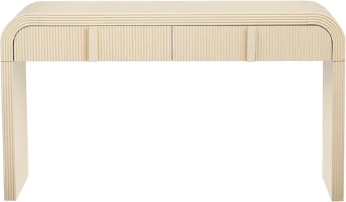 Miniatura 3 de Knocbel Mesa consola con 2 cajones ranurados, mesas de sofá modernas con curvas redondeadas únicas y superficie lisa para sala de estar, entrada, 55