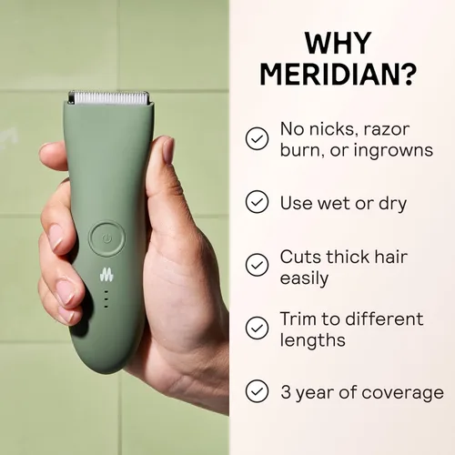 Miniatura 2 de MERIDIAN The Trimmer Original - Recortadora de vello corporal para hombres, afeitadora eléctrica para cabello púbico, pecho, piernas y bikini, 1