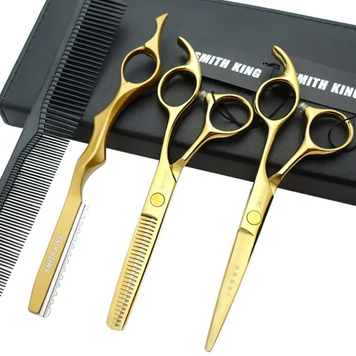 Juego de tijeras de corte de cabello de 5.5 pulgadas con peines de afeitar, estuche de tijeras de cuero, tijeras de corte de cabello, tijeras para