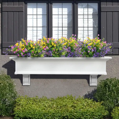 Miniatura 4 de Hananona 12 piezas de flores artificiales para exteriores, plantas artificiales falsas resistentes a los rayos UV, flores de plástico a granel