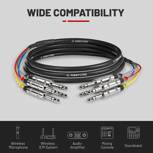 Miniatura 7 de Phenyx Pro Juego de micrófono inalámbrico de 4 canales PTU-5200-4B incluido con cable de serpiente de 10 pies