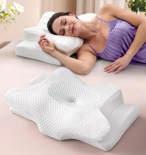 Miniatura 10 de Sleep Doctor - Almohada cervical para dormir, almohada ergonómica para dormir de lado, almohada ortopédica refrescante para aliviar el dolor, Azul