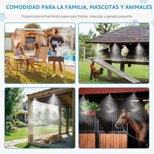 Miniatura 7 de HOMENOTE Sistema de Refrigeración por Nebulización, 26 PIES (8M) Línea de Nebulización + 7 Boquillas de Niebla de Latón + Adaptador de Latón (3/4")