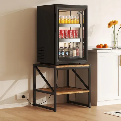 Miniatura 10 de Mesa auxiliar con estación de carga, mesa auxiliar cuadrada de 20 pulgadas con puertos USB y tomas de corriente, mini soporte para refrigerador