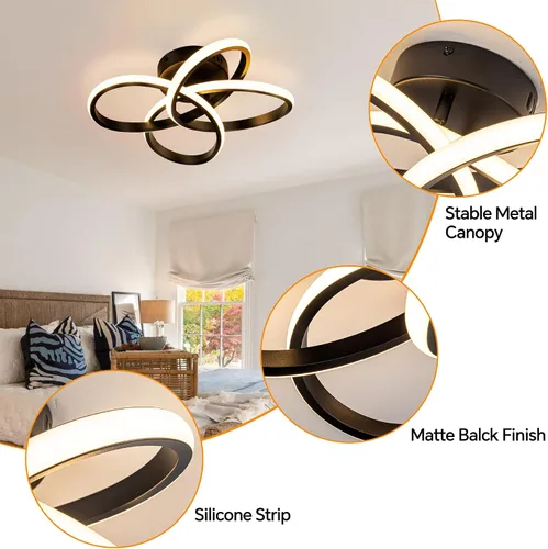 Miniatura 8 de Lámpara de techo moderna, lámpara de techo regulable LED de 36 W con control remoto, cambio de temperatura de color, pequeña lámpara de araña dorada