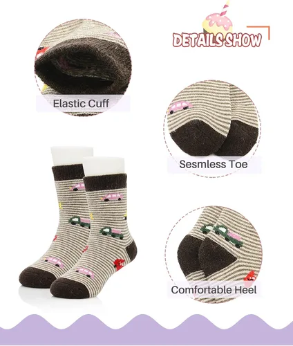 Miniatura 2 de Century Star Calcetines tipo pantufla para niñas con pinzas para niños cálidos con forro polar calcetines peludos para invierno y Navidad
