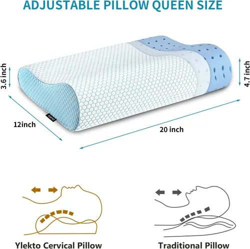 Miniatura 3 de Almohadas de Espuma Viscoelástica Almohada para el Cuello para Dormir, Almohada Cervical Ergonómica Almohada de Cama para Personas que Duermen