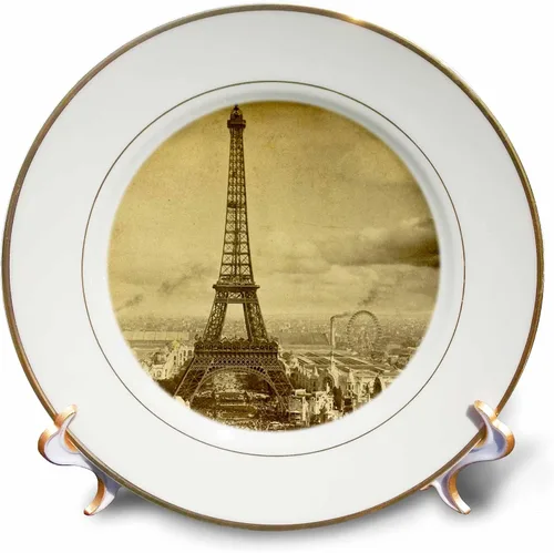 Miniatura 2 de 3dRose LLC Torre Eiffel Paris France 1889 Sepia Tone - Placa de porcelana (8.0 in)