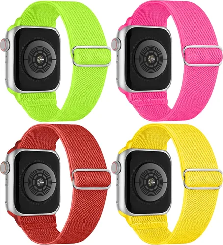 Miniatura 13 de Paquete de 4 correas elásticas Solo Loop compatibles con Apple Watch de 1.496 pulgadas, 1.575 pulgadas, 1.614 pulgadas, 1.654 pulgadas, 1.732