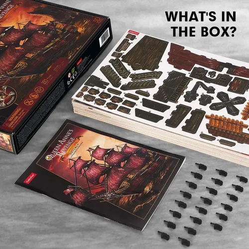 Miniatura 8 de CubicFun Rompecabezas 3D para adultos y niños, la venganza de la reina roja Anne's Revenge, 391 piezas, decoración del hogar, arte y manualidades