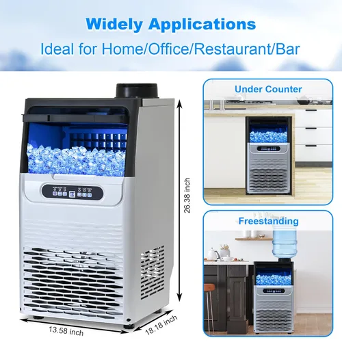 Miniatura 7 de Amzgachfktch - Máquina comercial para hacer hielo, 100 libras/24 horas, máquina para hacer hielo con 2 modos de entrada de agua, capacidad