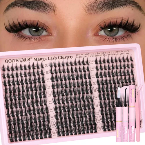 Miniatura 11 de Goddvenus BUNNY - Kit de racimos de pestañas de manga natural, extensiones de pestañas en racimo de hadas, extensiones de pestañas individuales, kit