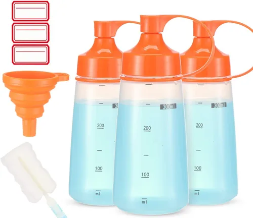 Miniatura 15 de Botellas de plástico para condimentos para salsas de boca ancha, dispensador de botellas para aderezo de ensalada, aceite de cocina, salsa