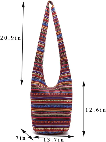 Miniatura 4 de KARRESLY - Bolso bandolera de algodón bohemio, estilo hippie, hecho a mano